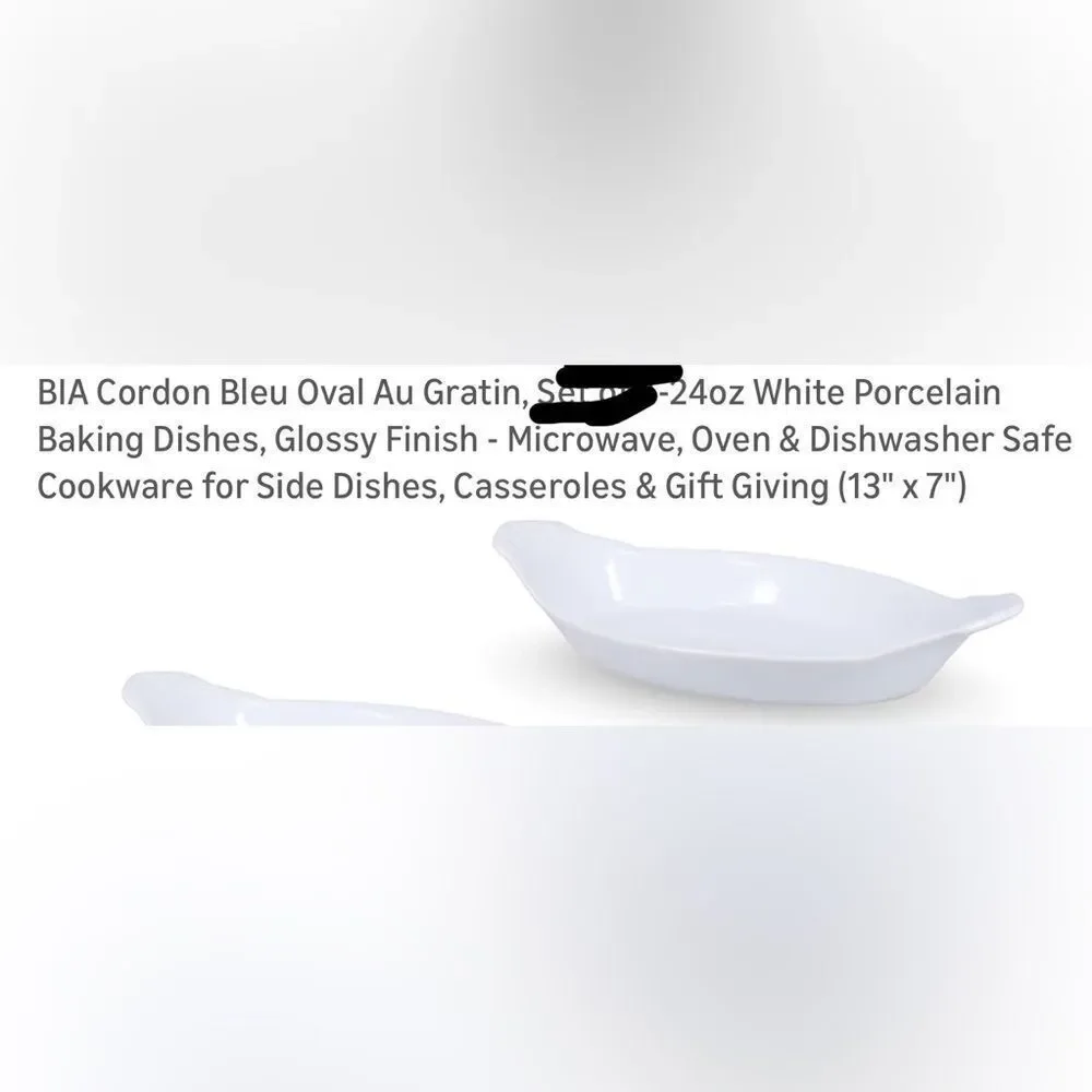 BIA Cordon Bleu 13 In Classic White 24 Oz Porcelain Oval Cooking Serving Dish
